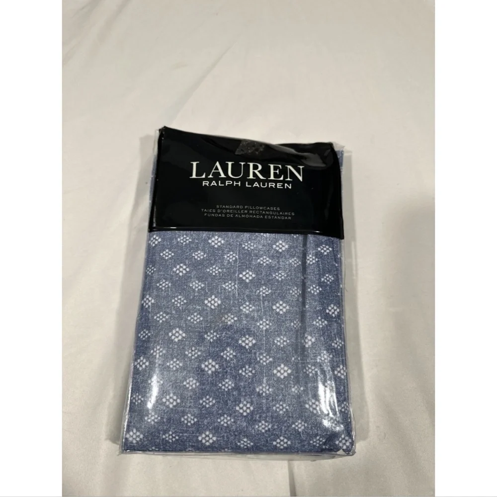 NIB $150 Lauren Ralph Lauren [ 2 Standard ]‎ Diamond Pillowcase Pair in Gavin